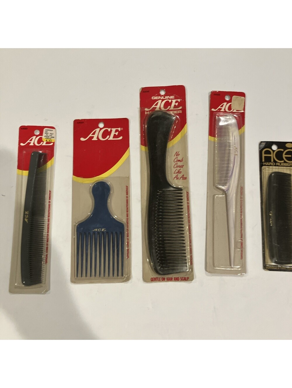 Lot Of 5 Vintage Genuine Ace Hard Rubber Mix Combs Old New Stock “Rare” 💈 💈